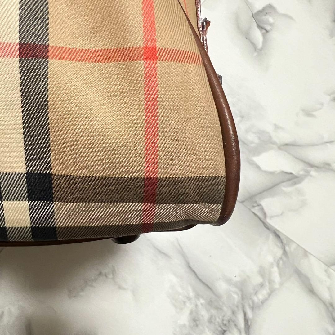 【美品】バーバリー　ボストンバッグ　月桂樹　ノバチェック　シャドーホース