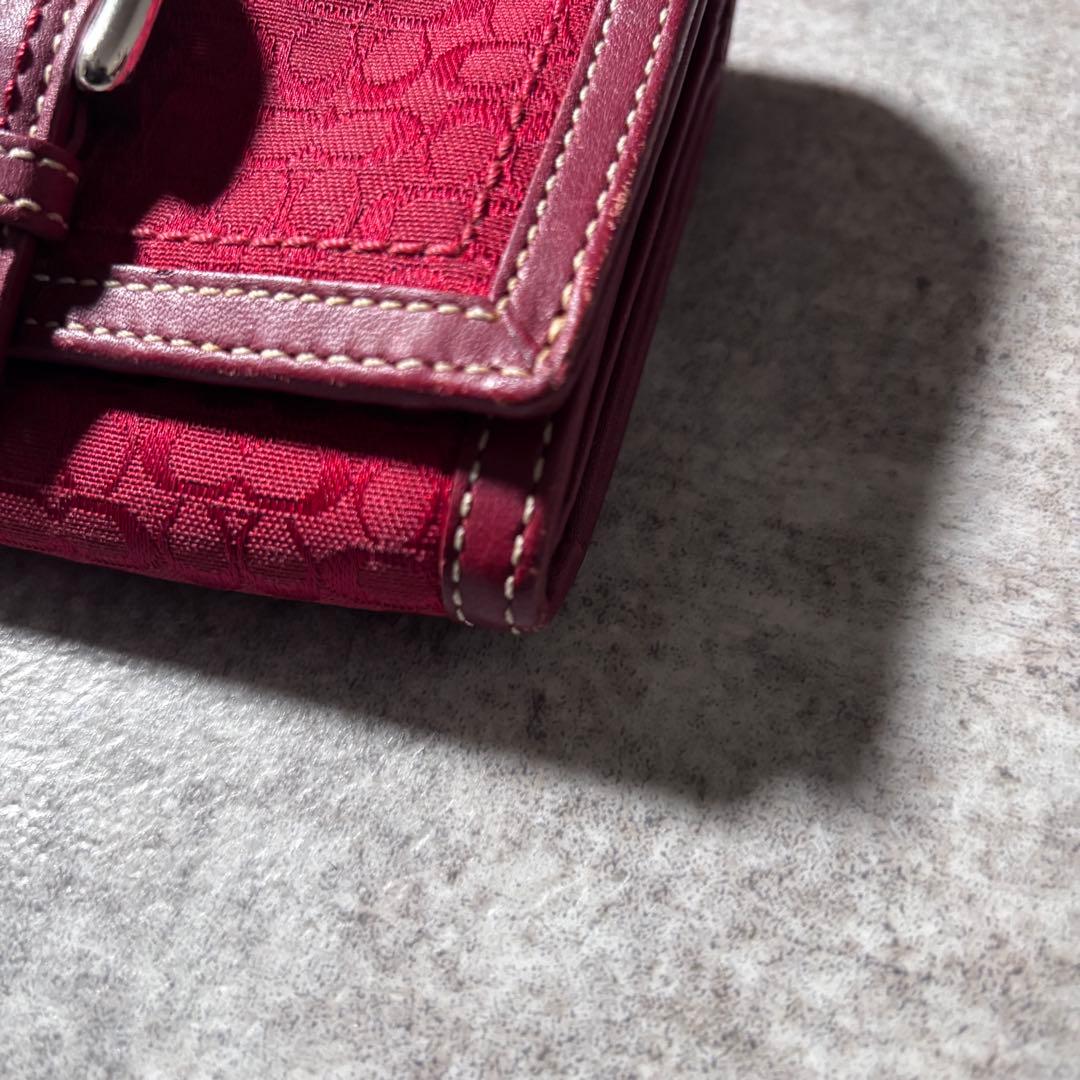 小物 Coach Red Canvas Signature Wallet