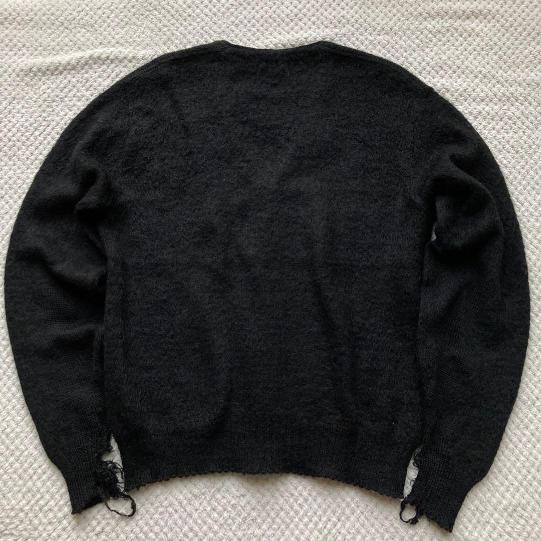 60s ブラック モヘア カーディガン 黒 毛足長 グランジ カートコバーン