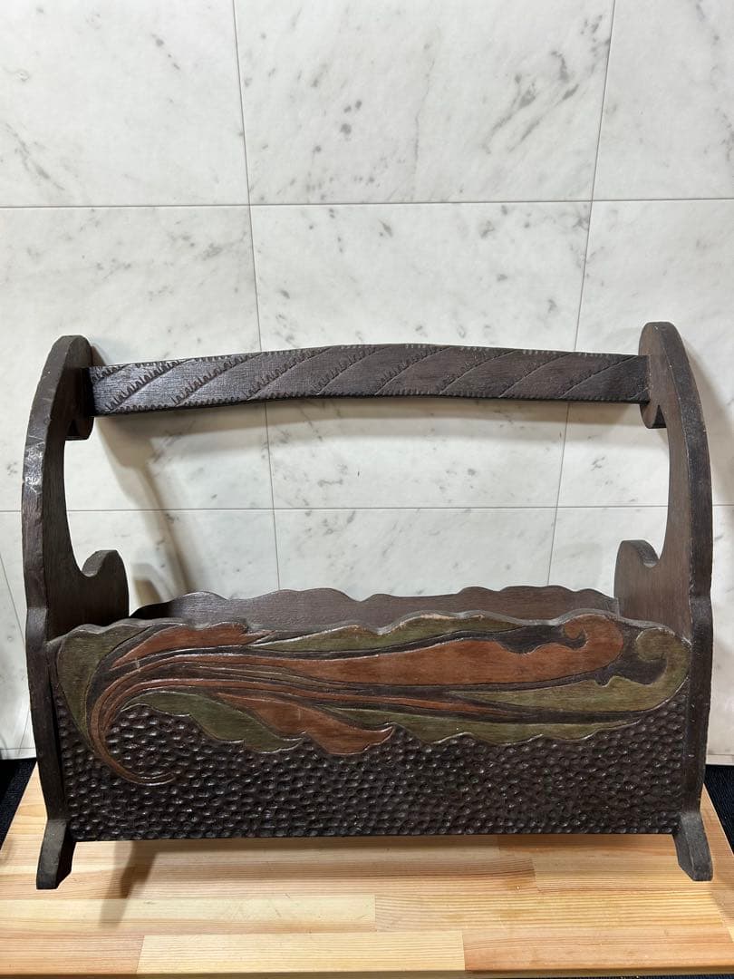 【希少 ヴィンテージ 木製マガジンラック／新聞ラック】　昭和レトロ