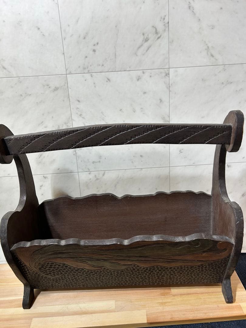 【希少 ヴィンテージ 木製マガジンラック／新聞ラック】　昭和レトロ