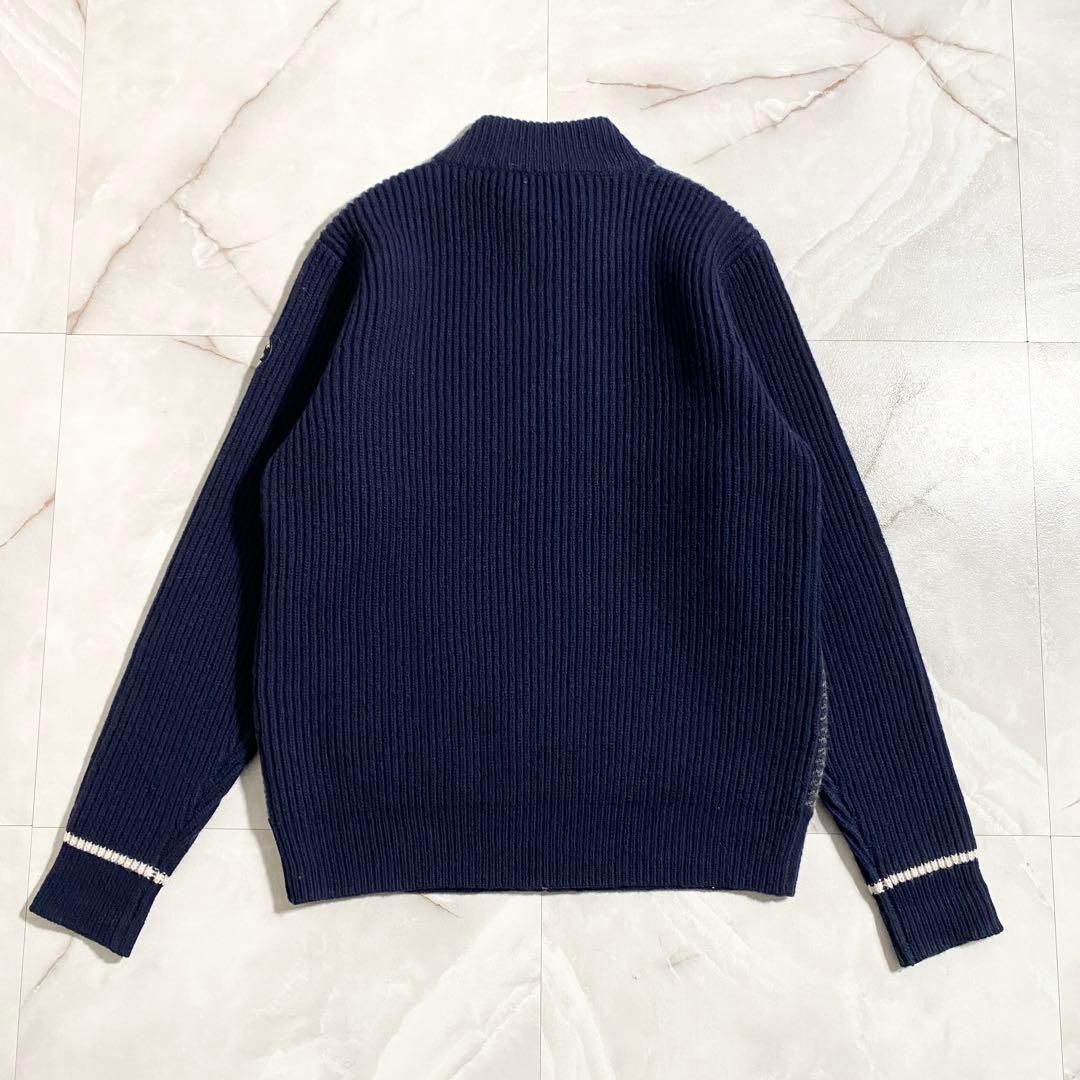 A18130 美品 シナコバ 千鳥×リブ切替 ドライバーズニット ネイビー L