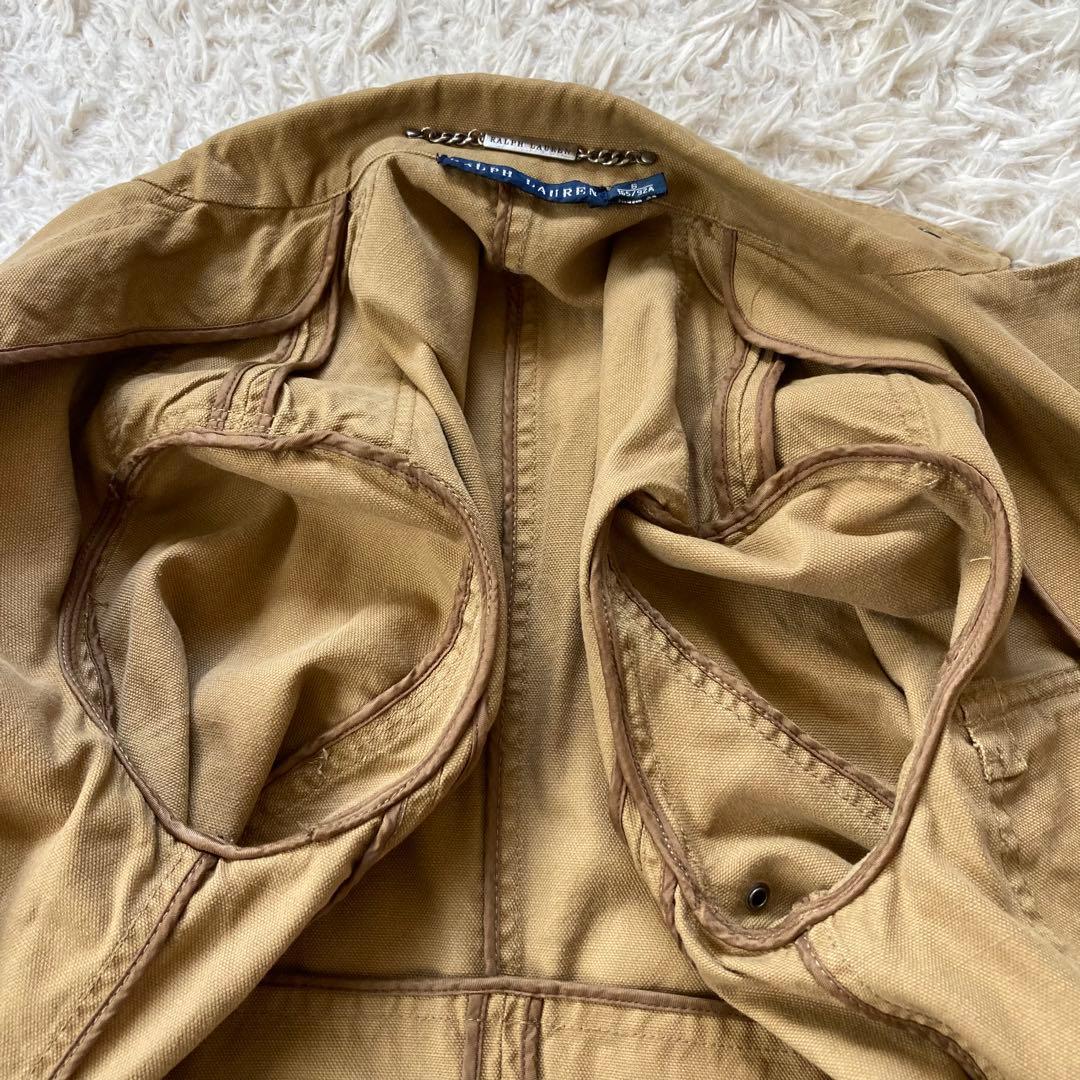 ラルフローレン コットン レザー切替 ジャケット サファリジャケット サイズ6