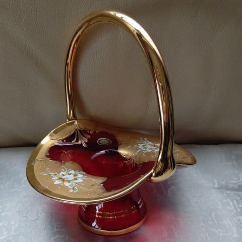 美品☆ムラノガラス 赤 金彩 24K ヴェネチアン イタリア製