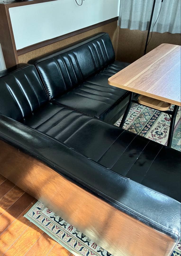 ニコアンドクラシックダイナーシリーズ 黒 L字型ソファセット 合成皮革