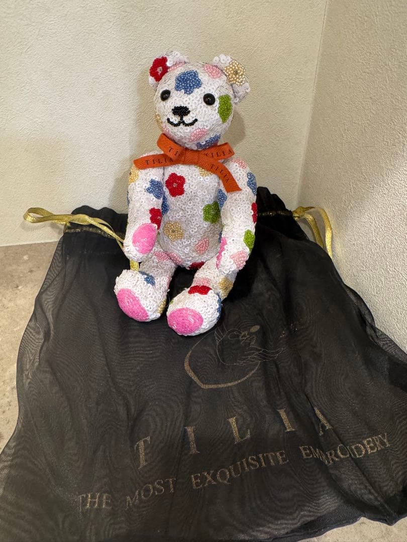 【美品】希少 チリア 田川啓二 ビーズとスパンコール刺繍のベア Mサイズ