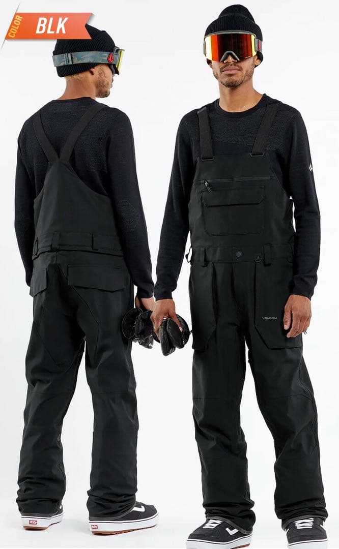 スノーボード VOLCOM Mens Roan Bib Overalls -BLACK XXL