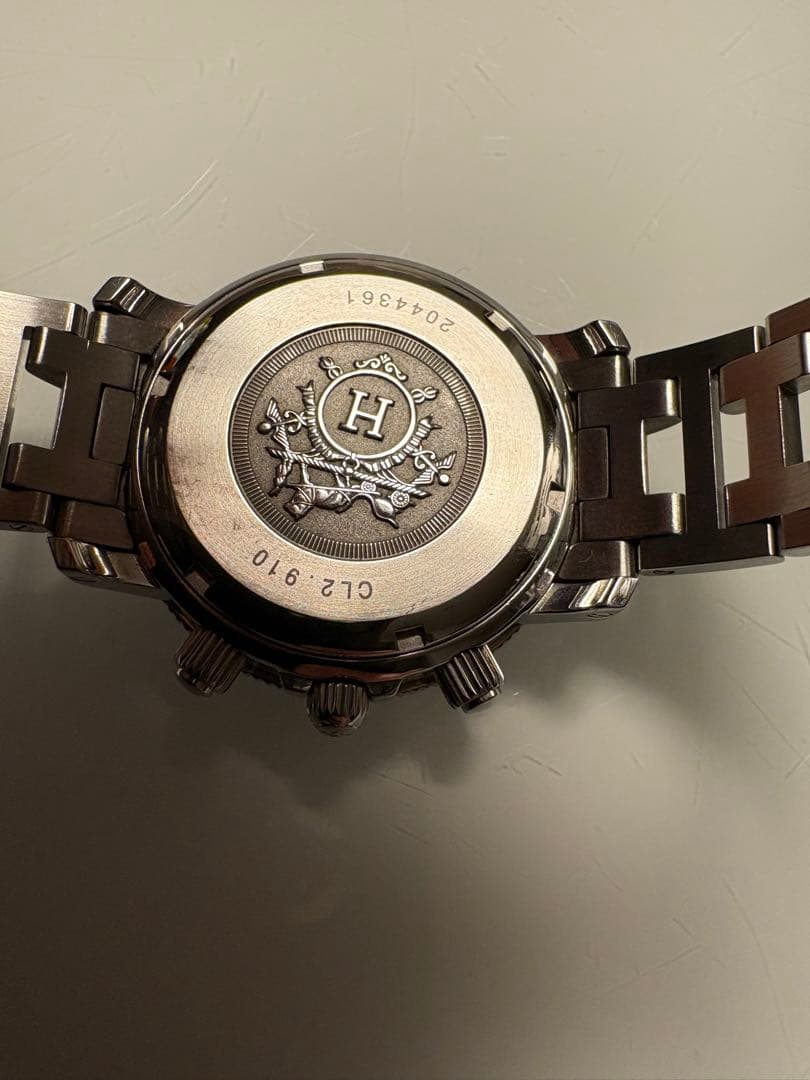 B*様 HERMES クロノグラフ ブラック ステンレススチール腕時計