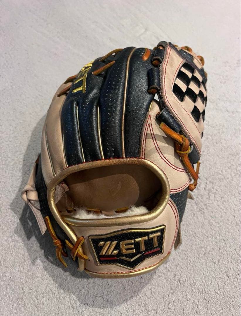 ZETT 軟式用グローブ ネイビー/ベージュ　プロステータス　限定　源田モデル