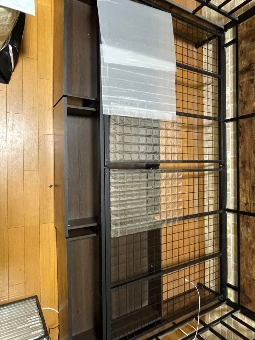 ニトリ／デイベッドステイン/シングルベッドフレーム スチール 木製 収納付き