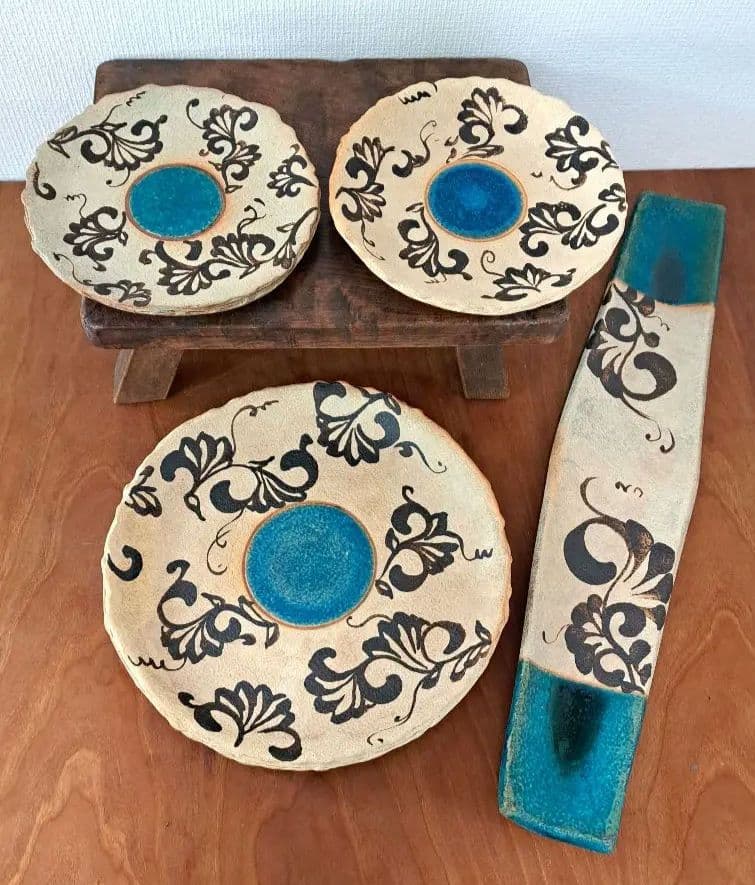 やちむん　北窯　與那原正守さん　皿４点
