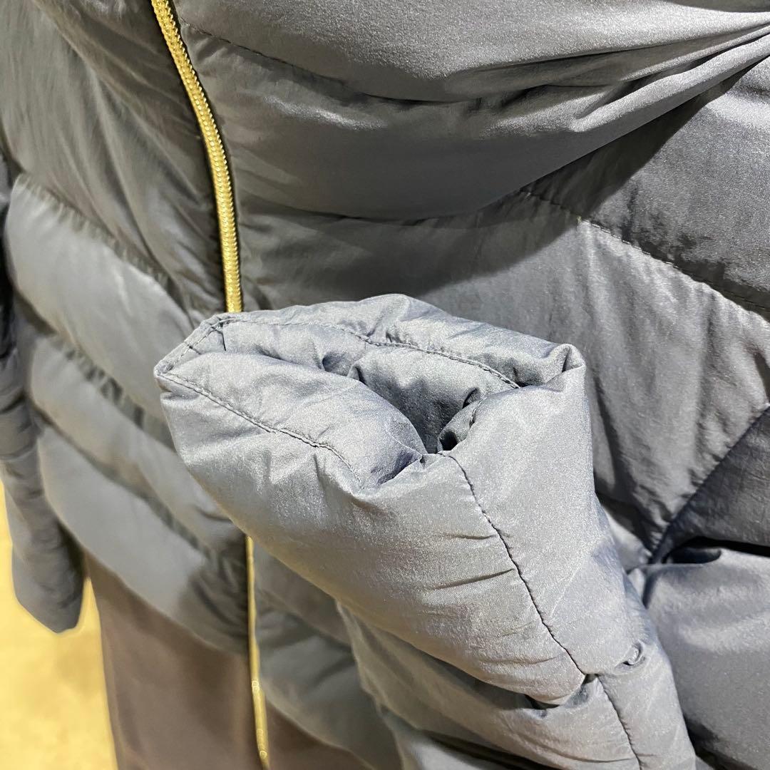 ヘルノ HERNO ウール 切り替え ロングダウンジャケット ネイビー 40