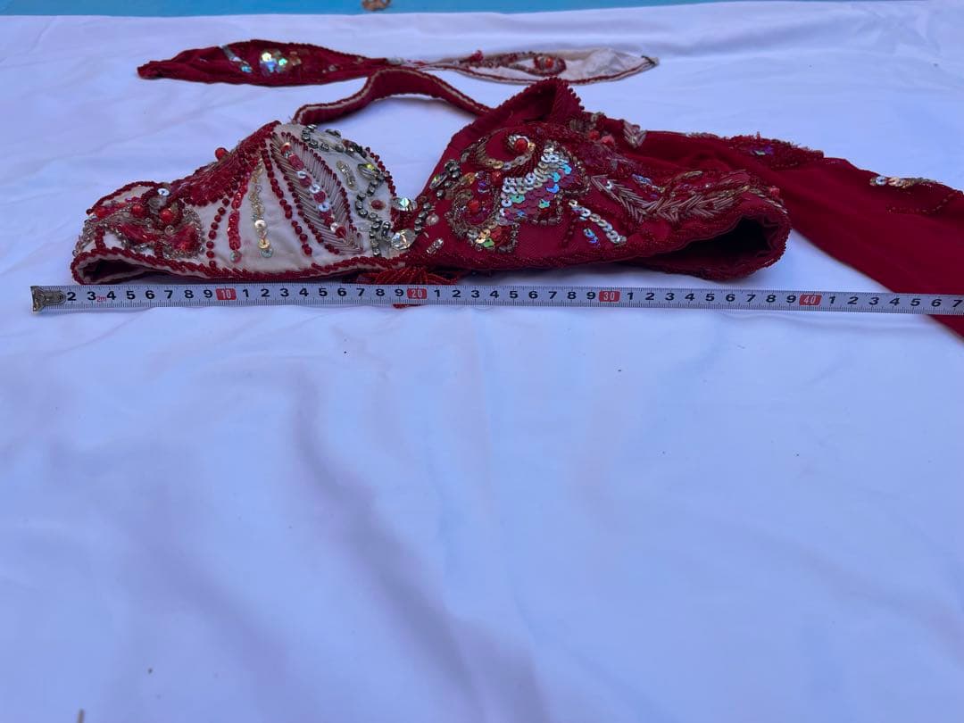 ベリーダンス セットアップ 赤とベージュ