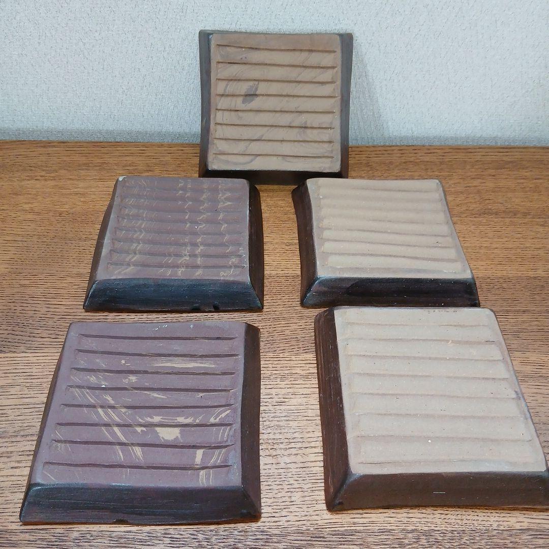 民芸 角皿 ５枚 海老 エビ 民藝 レトロ 銘々皿 お皿 焼き物