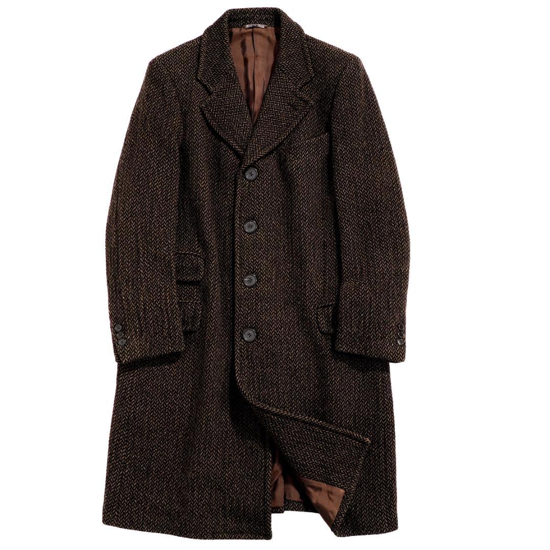 80s90sVintage フェンディ ヘリンボーン ツイード チェスターコート