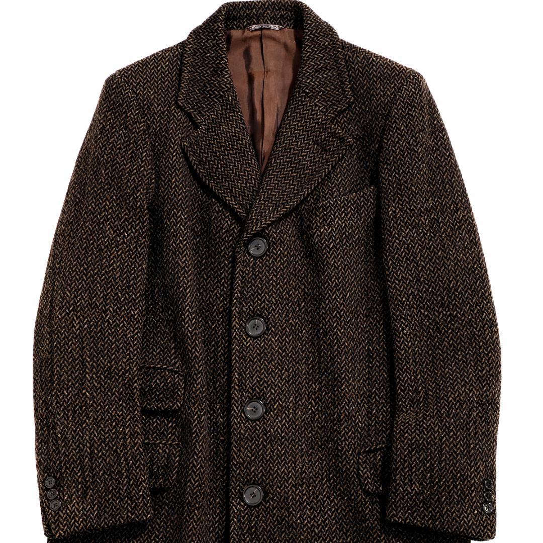 80s90sVintage フェンディ ヘリンボーン ツイード チェスターコート