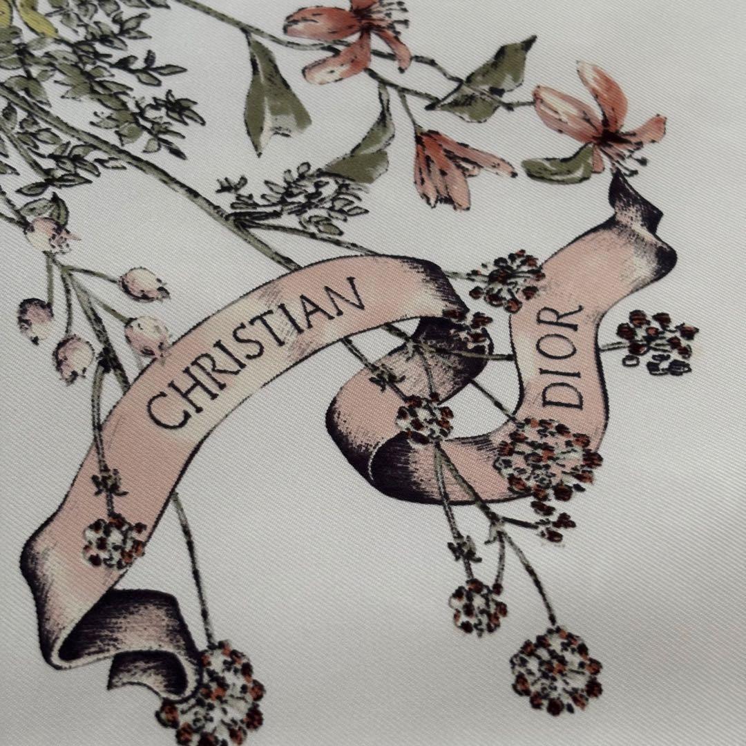 【極美品】クリスチャンディオール シルク100% 大判スカーフ 花柄 イタリア製
