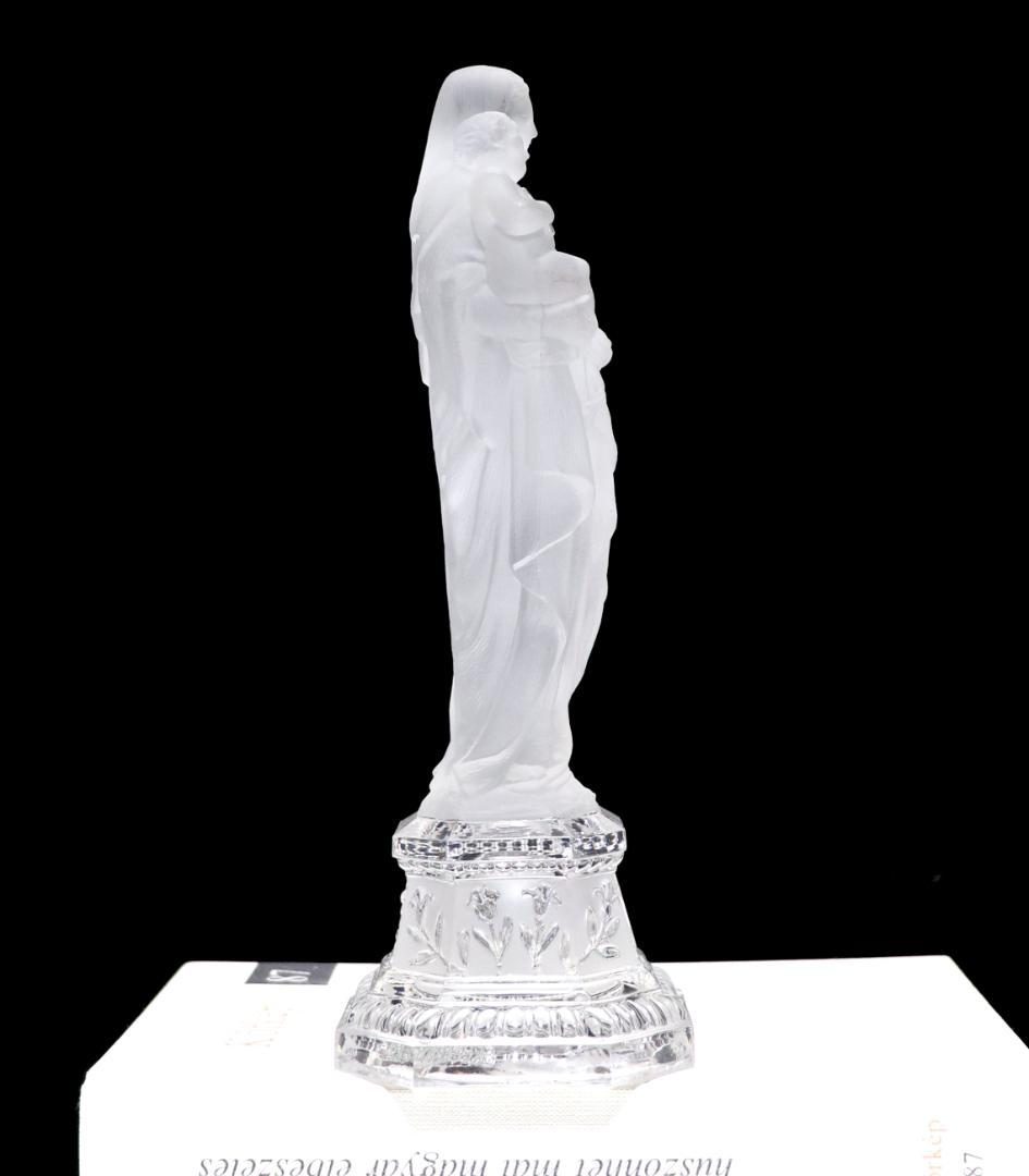 オールド・バカラ 極稀少 1880年頃 聖母子像 27cm フロスト加工大型置物