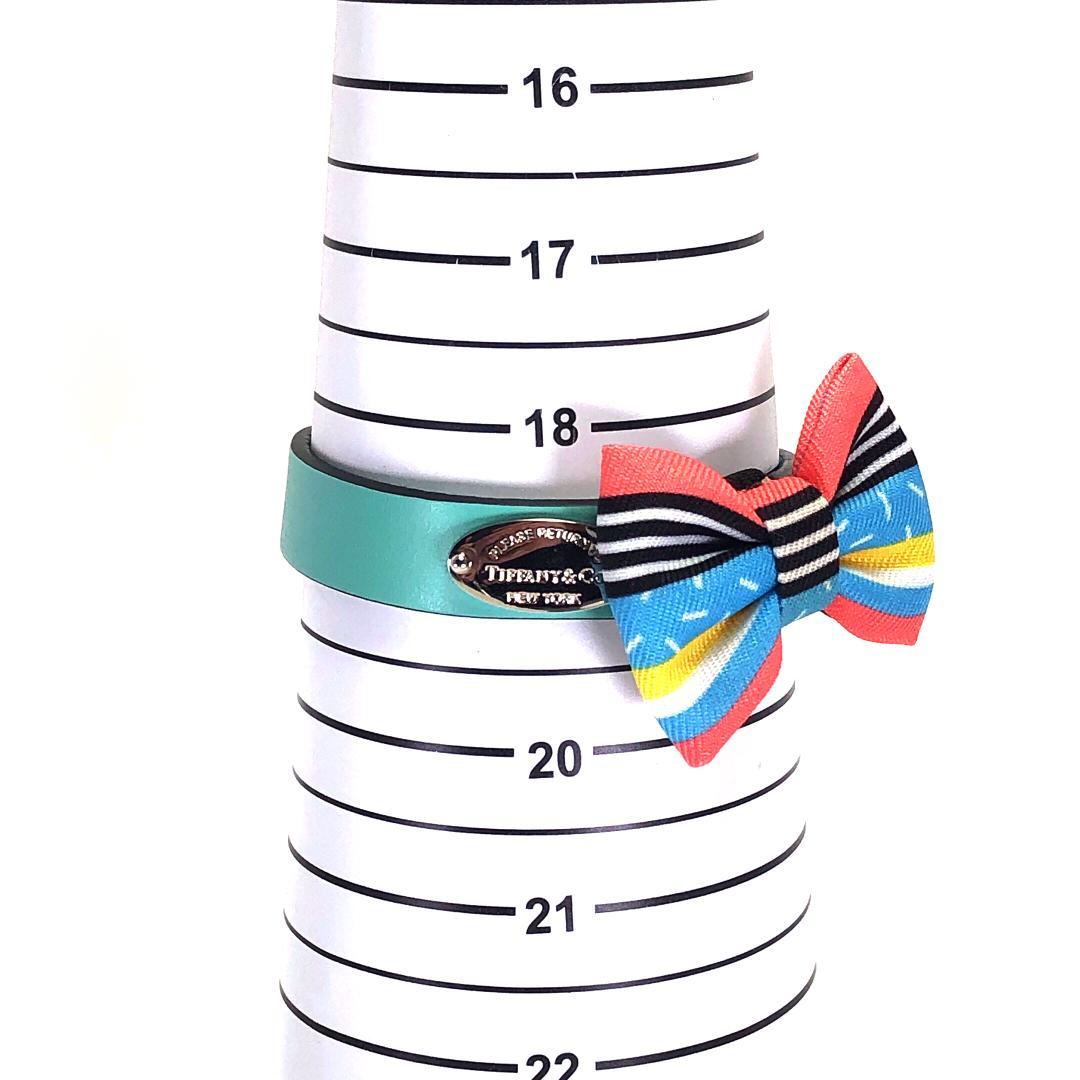 【美品・箱付き】ティファニー／ペット用 アクセサリー レザー 首輪 リボン