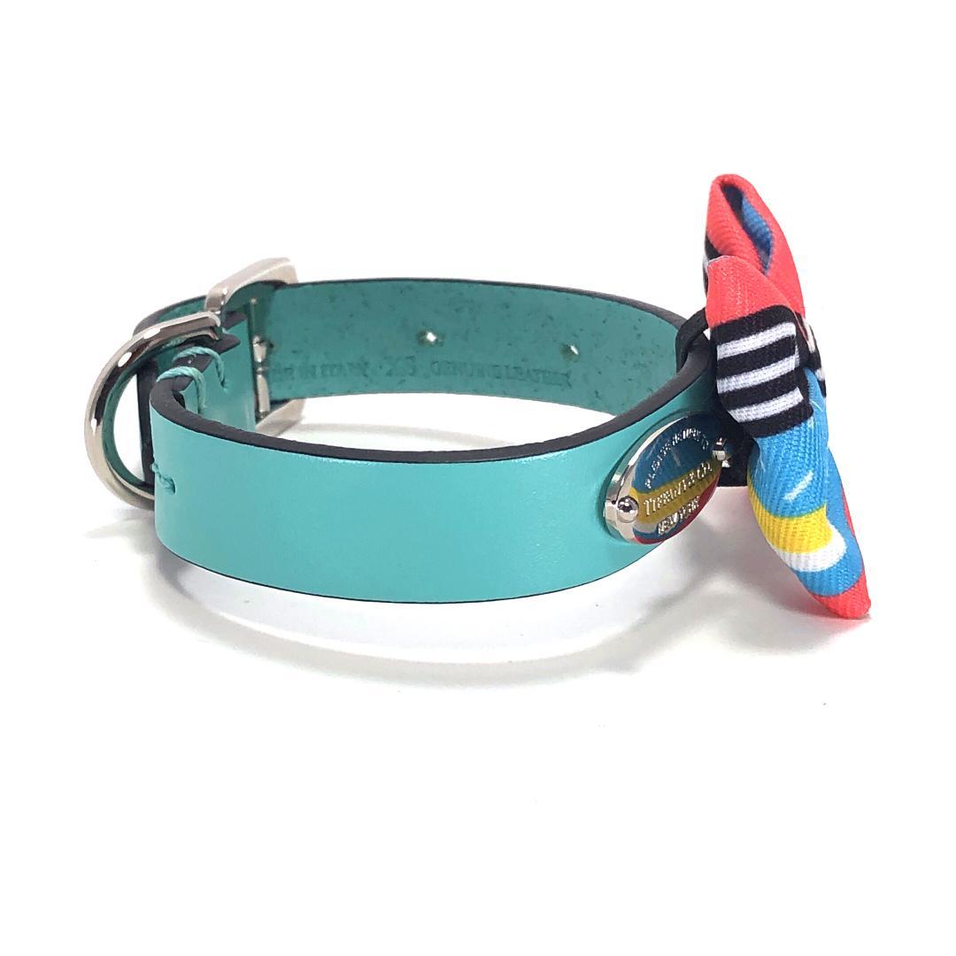 【美品・箱付き】ティファニー／ペット用 アクセサリー レザー 首輪 リボン