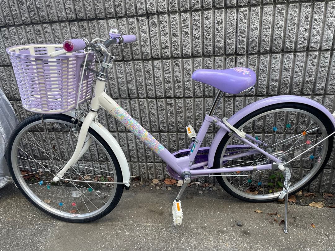ブリヂストン　エコパル22インチ　自転車　パープル 花柄 バスケット付き　女の子