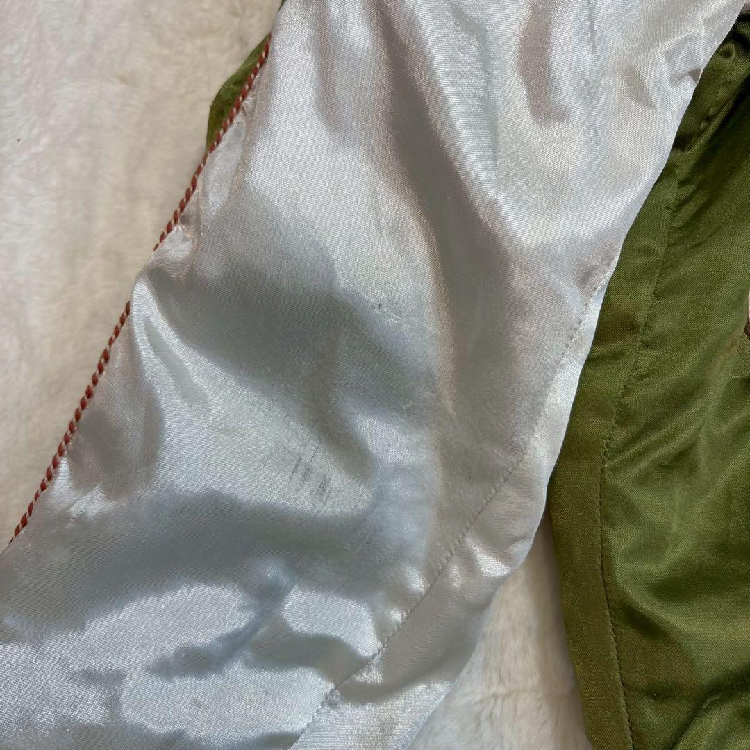 vintage スカジャン　別珍　ベロア　リバーシブル　虎　龍　刺繍　短丈　S