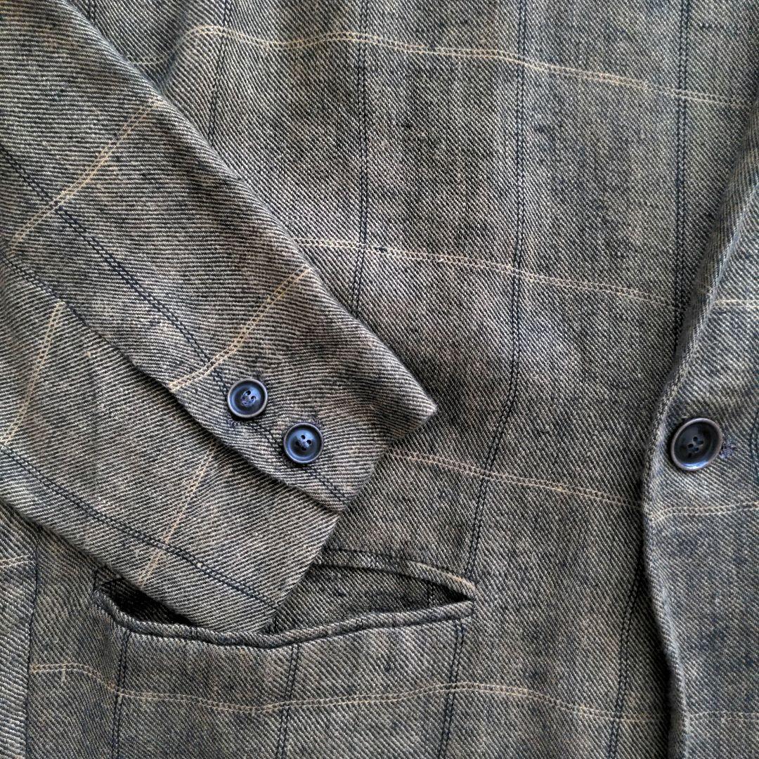 希少 YANTOR 起毛リネン 袈裟コート ストライプ裏地 15AW ヤントル