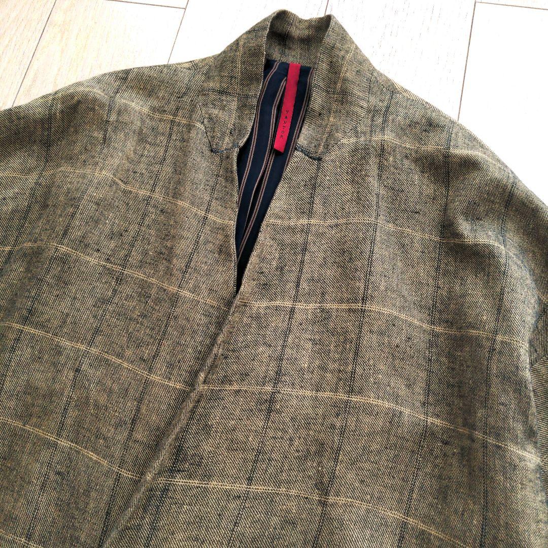 希少 YANTOR 起毛リネン 袈裟コート ストライプ裏地 15AW ヤントル