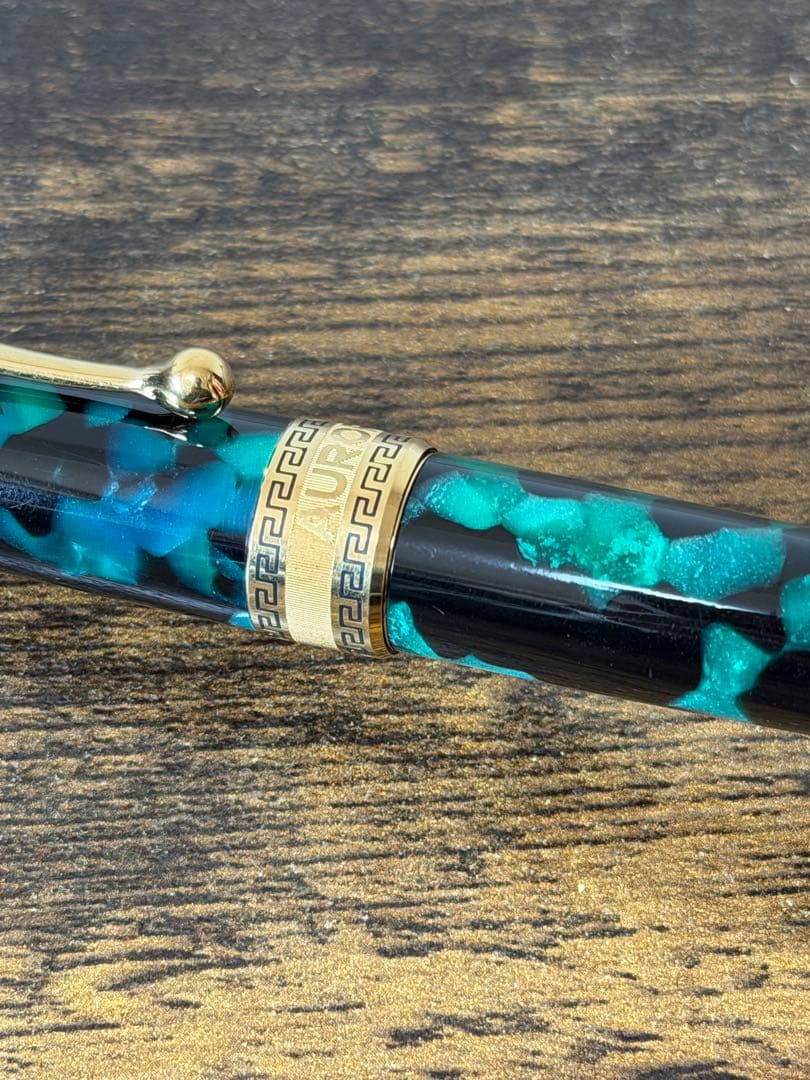 未使用に近い　アウロラ　オプティマ　グリーン　14金　ゴールド　B 万年筆