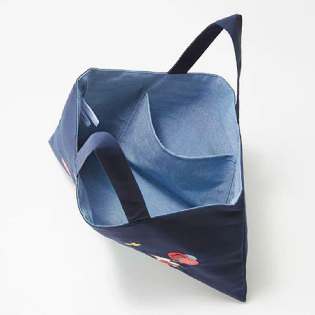 新品未開封　ファミリアネイビー トートバッグ キャラクター刺繍