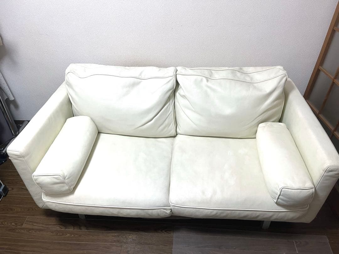 アクタス☆ACTUS 本革ソファ ギャラリーM　ホワイト 2.5人掛け