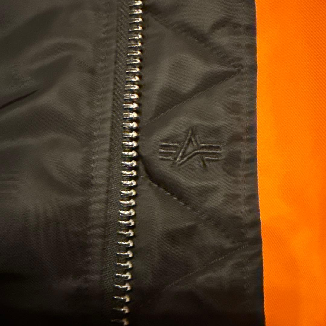 黒 MA-1 フライトジャケット オレンジ裏地