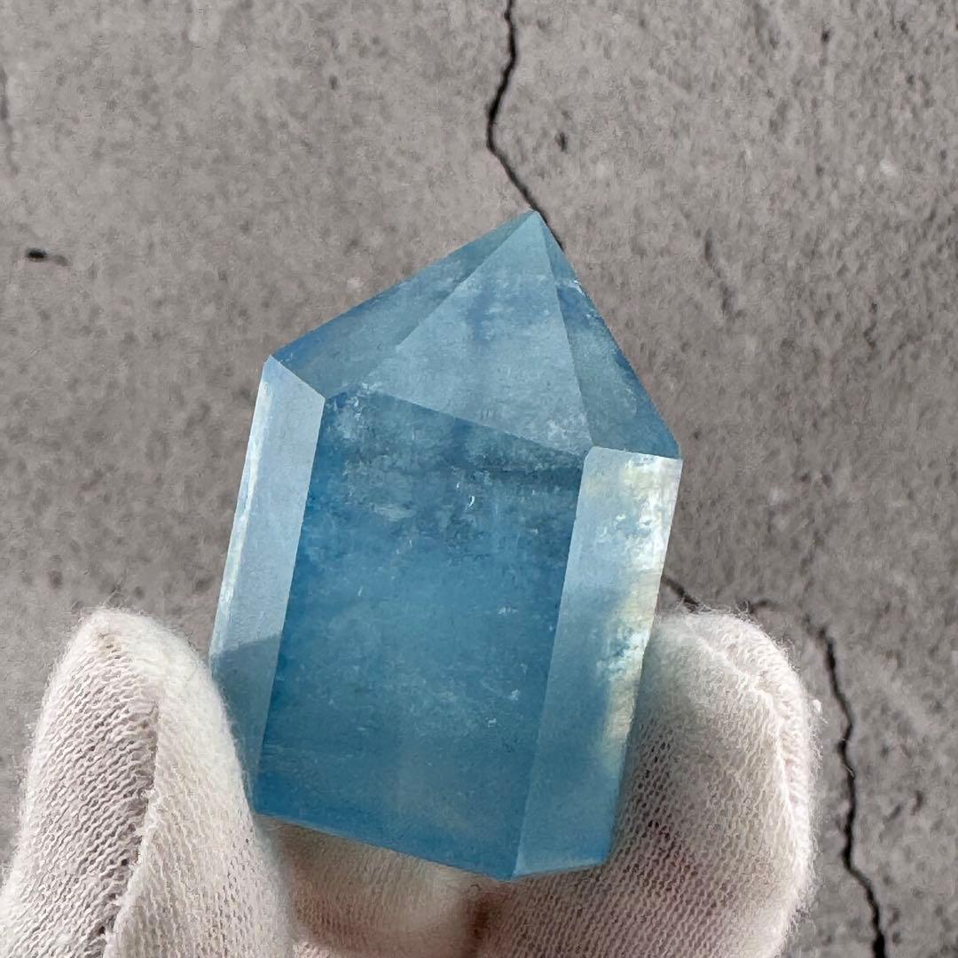 G-119アクアマリン六角ポイント　水色原石　天然石　パワーストーン