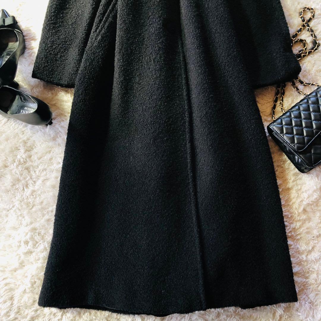 美品✨マックスマーラ ベルテッドコート モヘヤ アルパカ 女優襟 ブラック 40