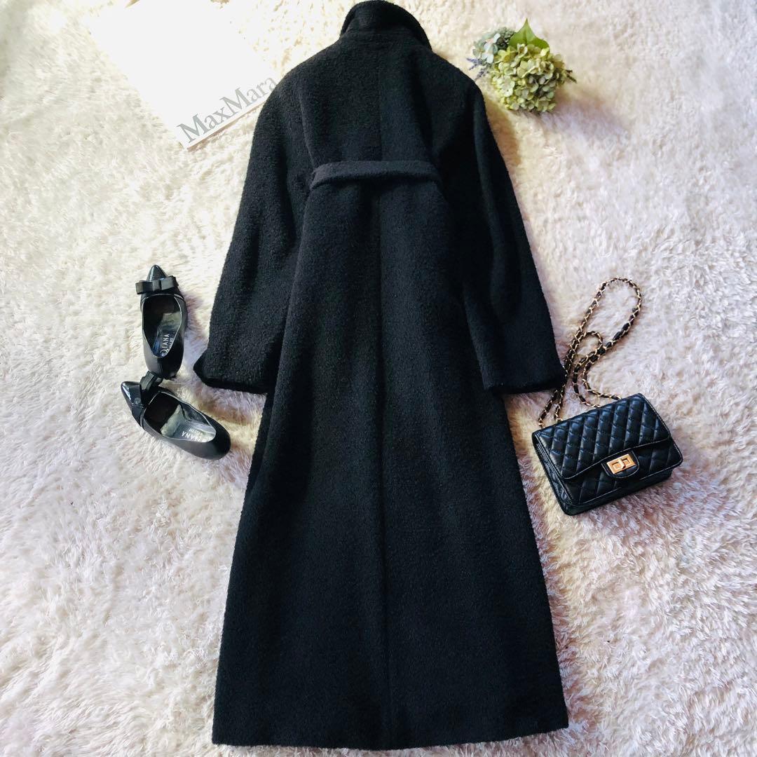 美品✨マックスマーラ ベルテッドコート モヘヤ アルパカ 女優襟 ブラック 40