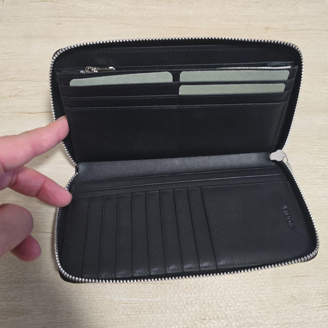 【新品・保存袋付き】BONIA ラウンドファスナー 長財布 ブラック