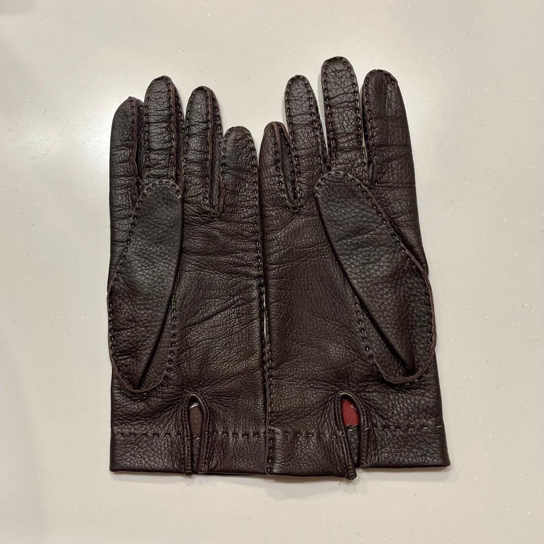 DENTS デンツ 革手袋 手縫い ディアスキン 茶（BARK）美品 6.5