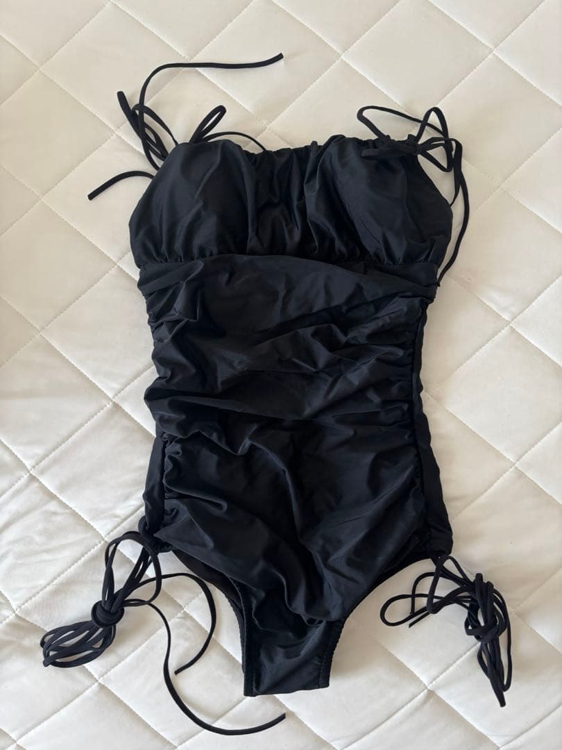 epine body ribbon gather swimwear 黒