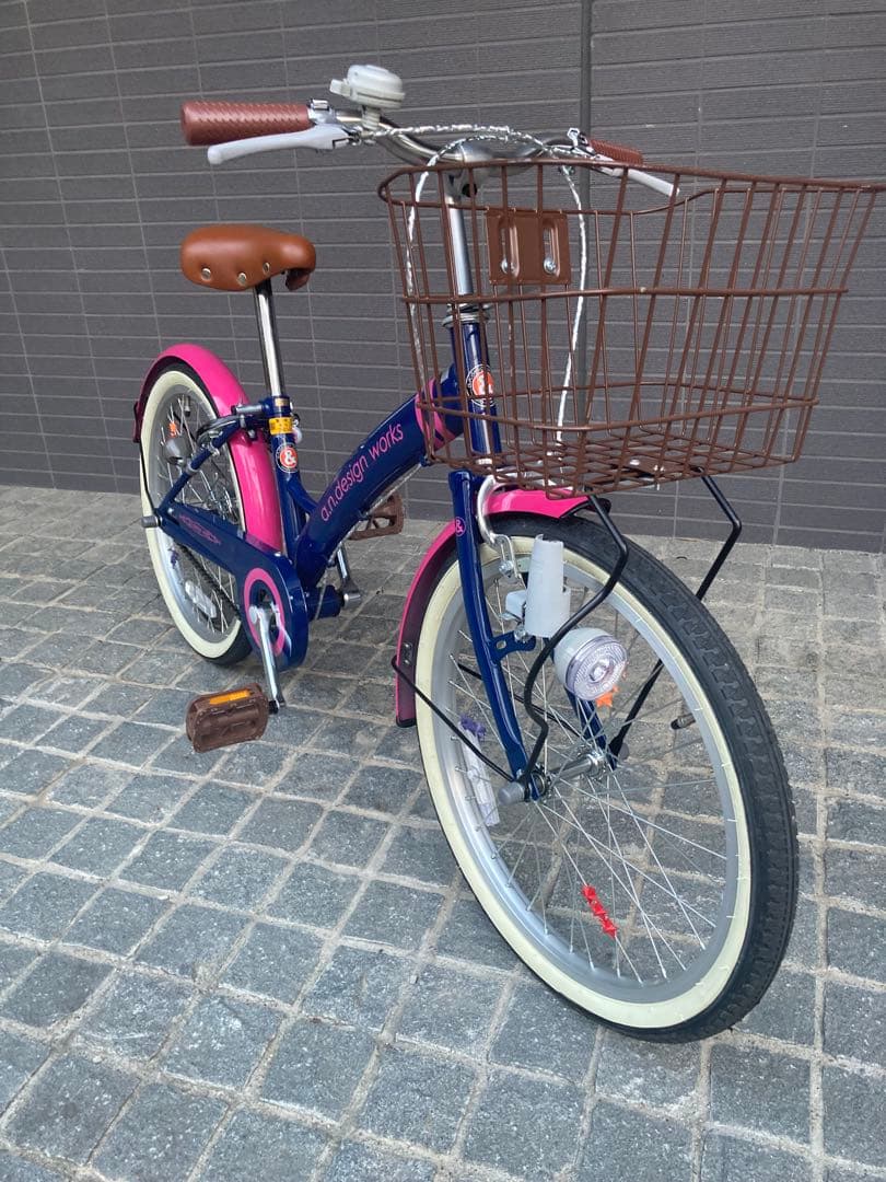 a.n.design works 子供用自転車 ネイビー/ピンク　20インチ