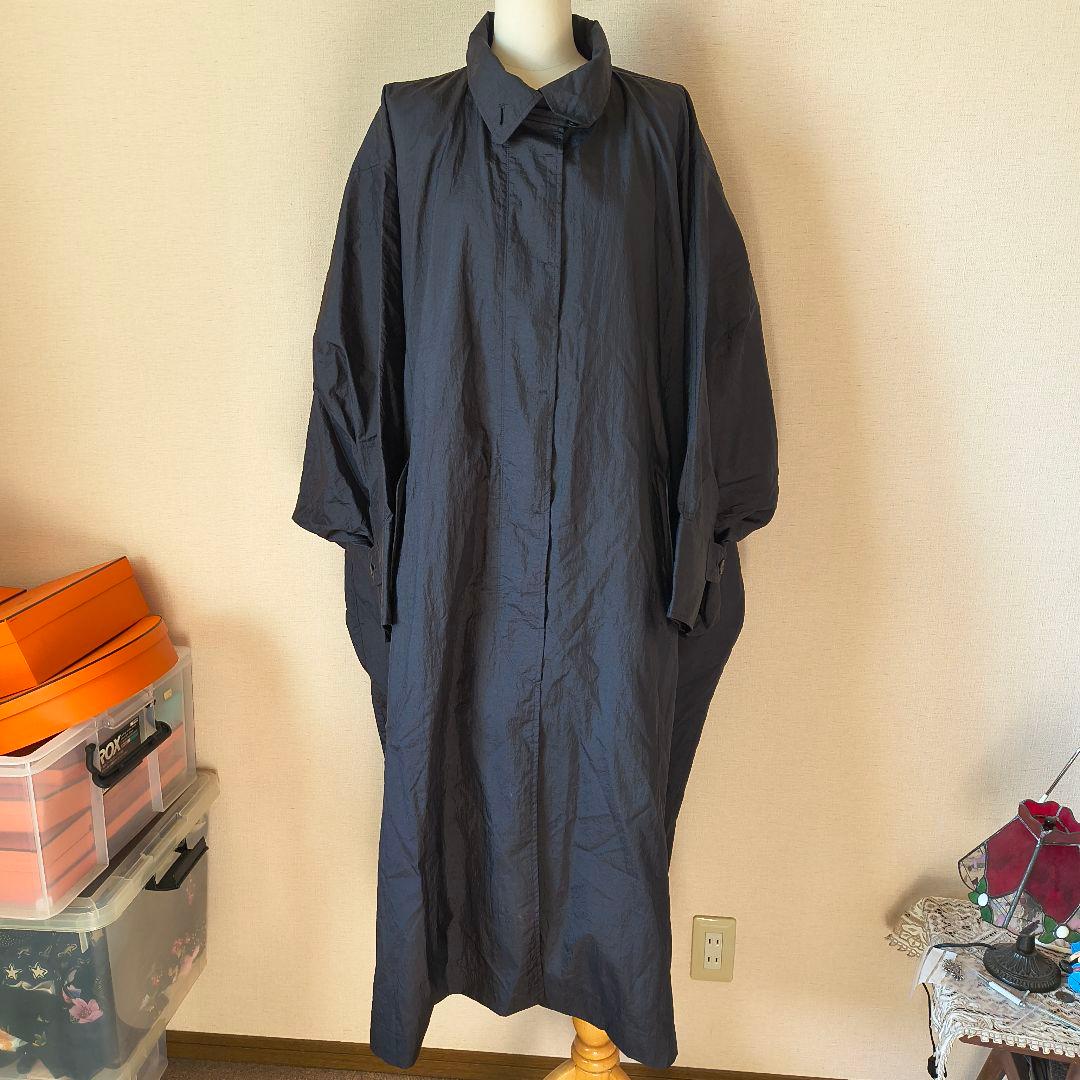 イッセイミヤケ 筆タグ ウインドコート ナイロン ブラック M ドルマンスリーブ