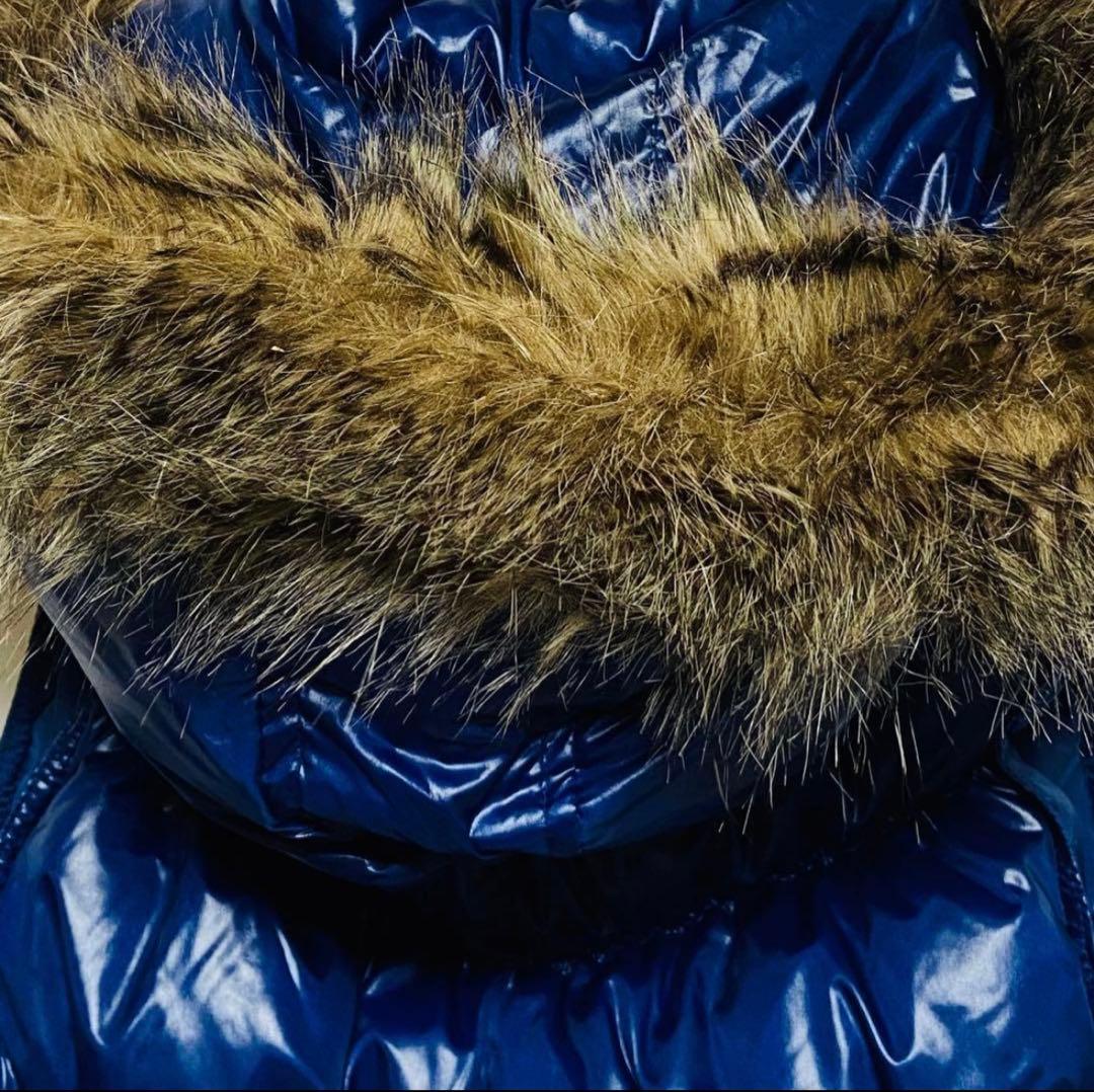 ギャップGAPダウンベスト　ファーフード付き　S　ブルー