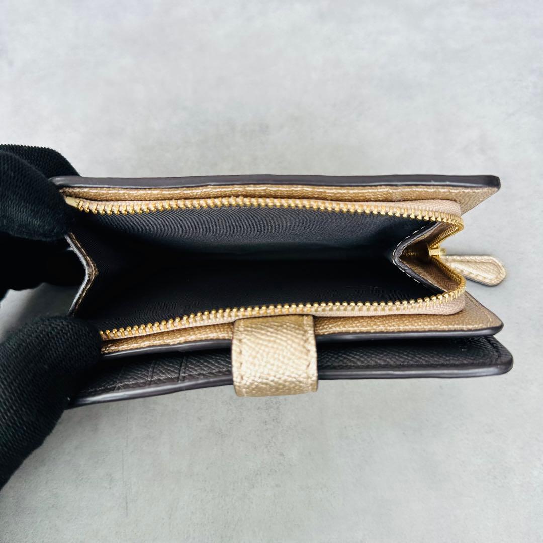 COACH メタリックゴールド ミディアム コーナー ジップ ウォレット