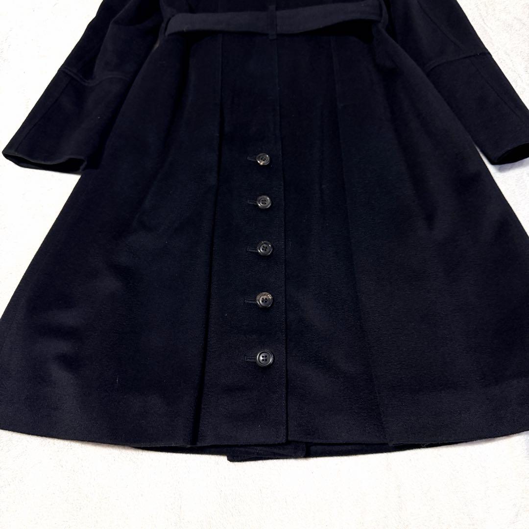 美品✨上質✨BURBERRY レディース ロングコート Aライン カシミヤ混 黒