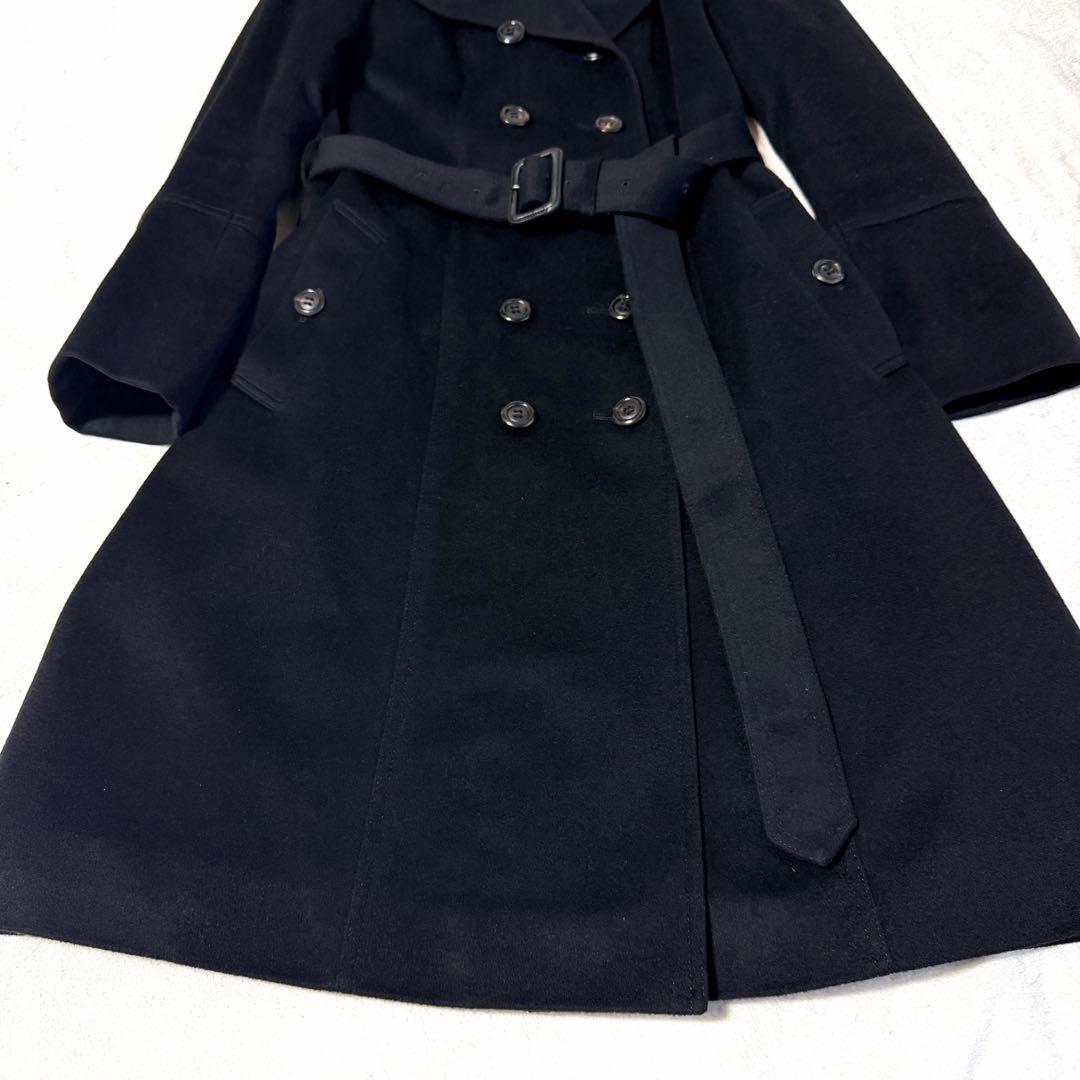 美品✨上質✨BURBERRY レディース ロングコート Aライン カシミヤ混 黒