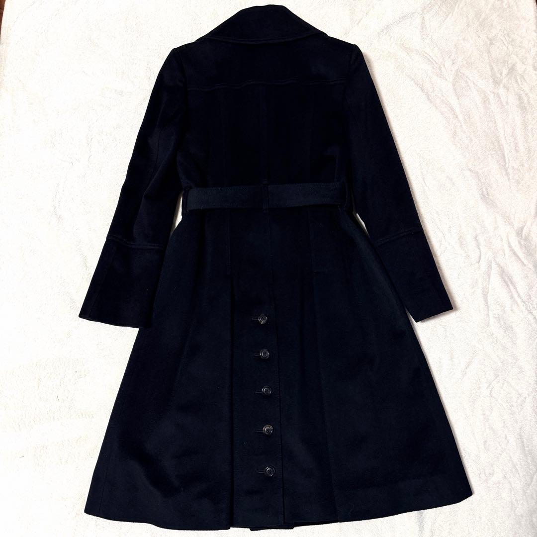 美品✨上質✨BURBERRY レディース ロングコート Aライン カシミヤ混 黒