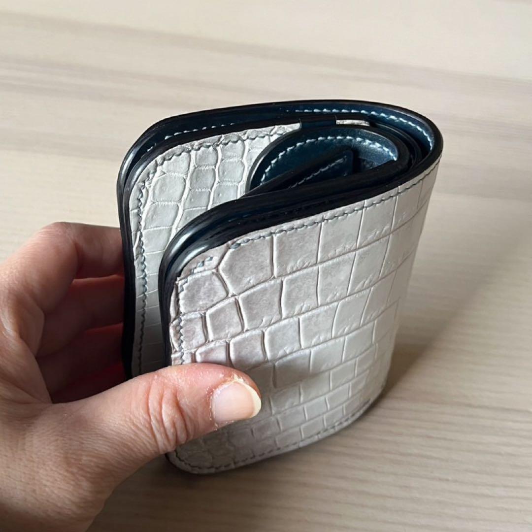 二つ折り財布 クロコダイル ポロサス ヒマラヤ コードバン