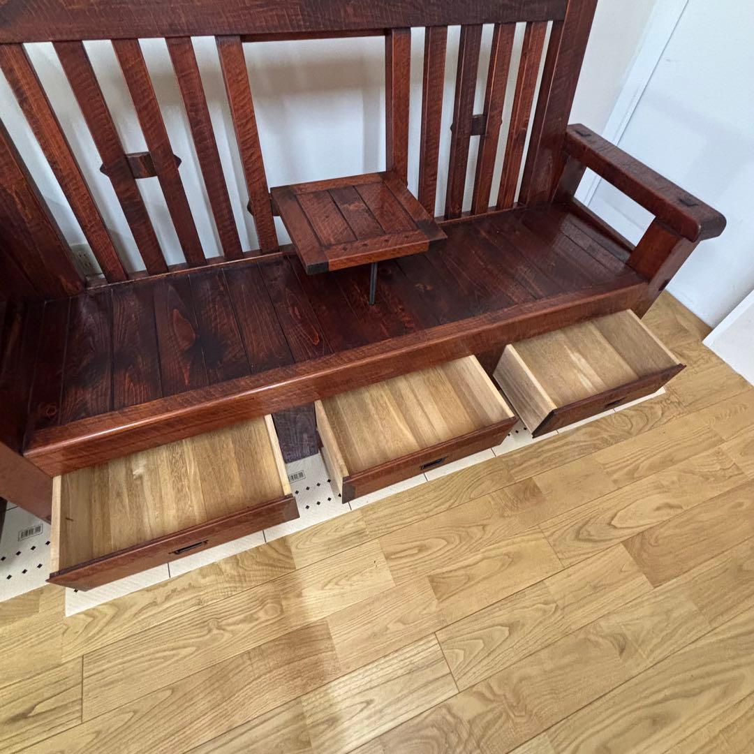 民芸家具　ベンチ　長椅子　机付き　アンティーク