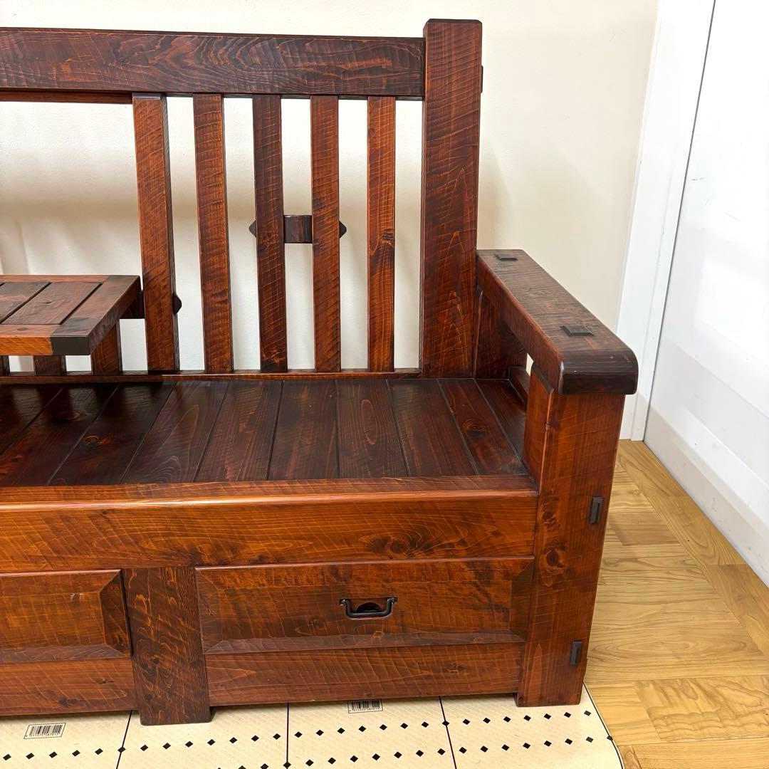 民芸家具　ベンチ　長椅子　机付き　アンティーク