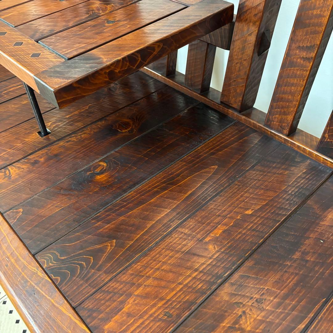 民芸家具　ベンチ　長椅子　机付き　アンティーク