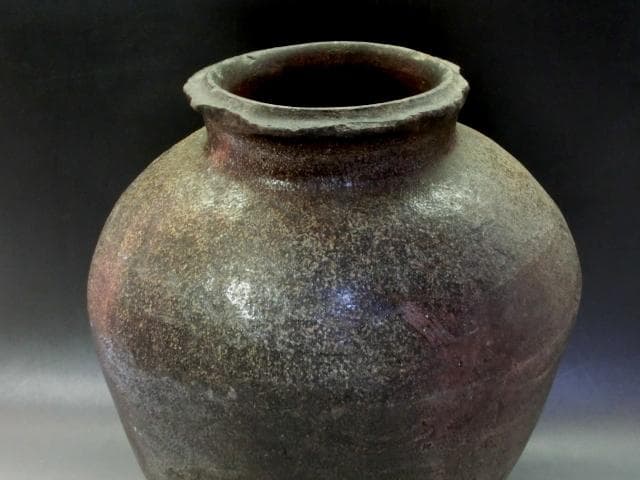 壷■古丹波焼き 大壷 甕 古い花瓶 大きい花生け 古美術 時代物■30.2cm
